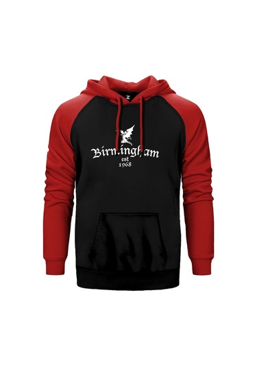 Black Sabbath Birminghan Kırmızı Reglan Kol Kapşonlu Sweatshirt Kırmızı