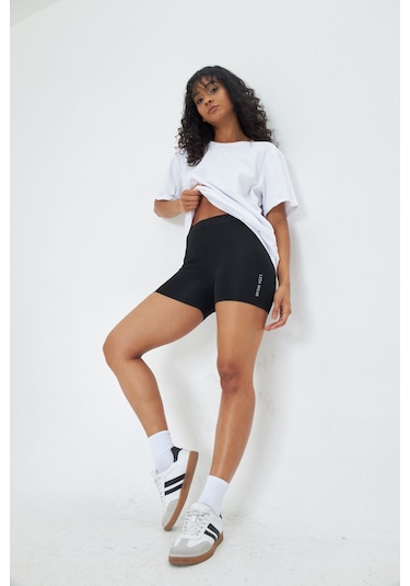 Lesa Wear Yüksek Bel Toparlayıcı Ve Sıkılaştırıcı Kısa Spor Şort Tayt Siyah