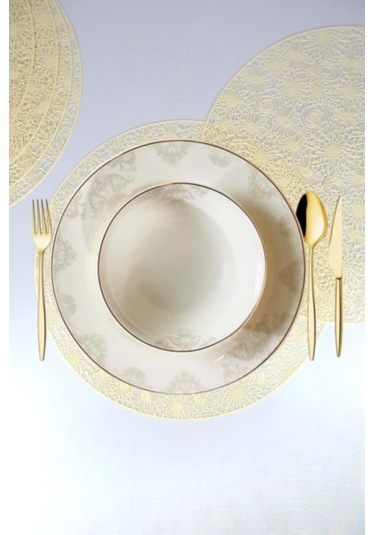 Digithome Acar 6 Lı Amerikan Servisi Supla Yuvarlak Krem 38 Cm Acr-281 C320.033 Krem