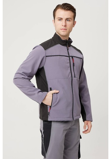 Allium Softshell Mont Suya Dayanıklı Rüzgar Kesici İç Astarlı Gri-siyah