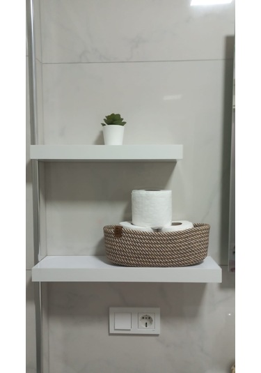 Üçlü Banyo Seti 2 Paspas- 1 Organizer Sepet Jüt İp Ekru - Hardal