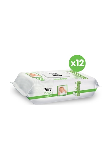 Pure Baby Organik Bambu Özlü Islak Havlu 12 x 60'lı 720 Yaprak