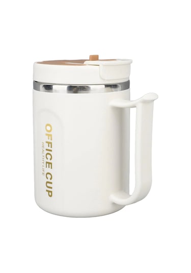 Paslanmaz Çelik Sızdırmaz Kaşıklı Kahve Termosu 500 Ml Beyaz-kahve Kapaklı İthal Ürün Çok Renkli