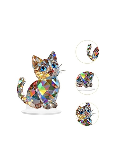 Pazly Suntek Sevimli Sanatları Modern Minyatür Kedi Heykeli El 16cmx20cm Aa 16cmx20cm