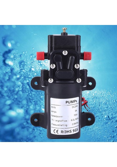 Su Basıncı Diyafram Pompası, Dc 24v 70w 6l/mın Çift Düz Boru Kendine Prımıng Psyreer Pompası Rv Deniz Teknesi Çim