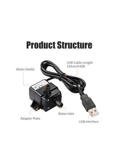 Hallow Decdeal Ultra Sessiz Mini DC5V Usb Fırçasız Su Pompası