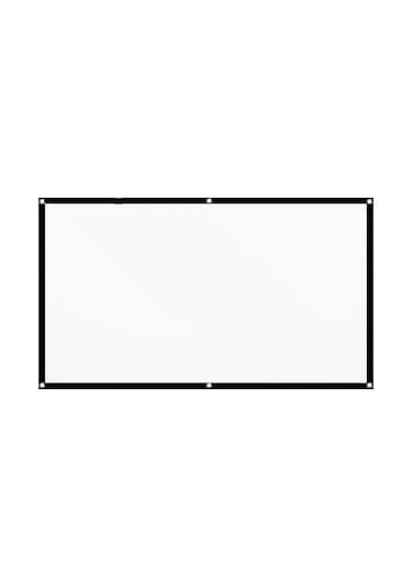 Novahub Mufunye 100 İnç Taşınabilir Portatif Projeksiyon Perdesi, 16:9 Asma Kancalı Polyester Ekran, Katlanabilir İnce Tasarım, Beyaz Siyah Renkli