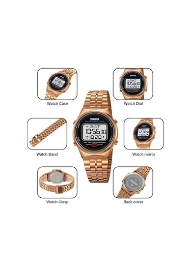 Fastbuy Skmeı 1882 Çok Fonksiyonlu Erkekler 30m Su Geçirmez Paslanmaz Çelik Dijital Bilek Saati Siyah Beyaz Çok Renkli