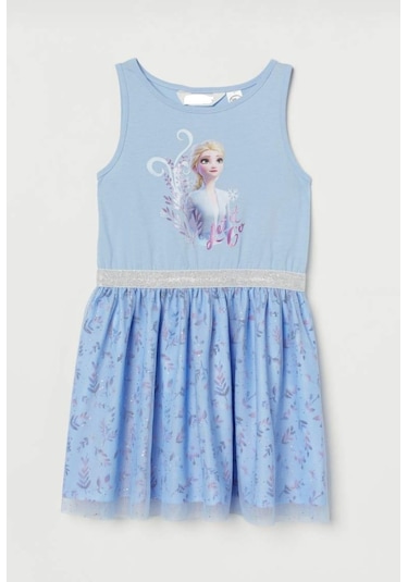 Eteği Simli Elsa Kız Çocuk Elbise 001