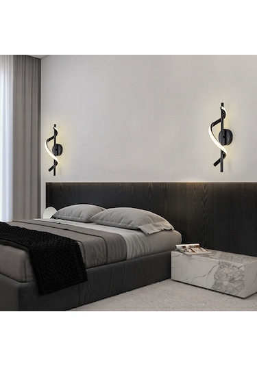 Youtek Led Spiral Demir Duvar Lambası - Odalar, Koridorlar İçin 3 Renk Aydınlatma - Modern Minimalist Beyaz Beyaz