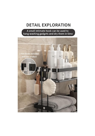 Tuvalet Üst Raf İki Katmanlı Siyah Depolama Siyah