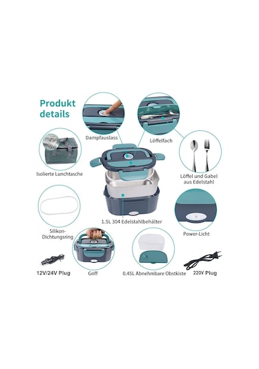 Araba, Kamyon Ve Ofis İşleri İçin 3'ü 1 Arada Isıtıcılı Elektrikli Yemek Kutusu Yde