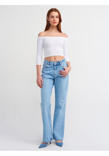 Dilvin Omuzları Açık Top 101a30937 Beyaz