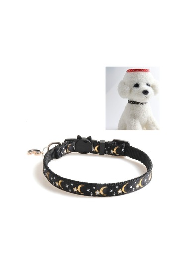 Kolyeli Dokuma Kedi Yaka Yıldız Ay For 1x28cm Mavi Siyah Yeşil