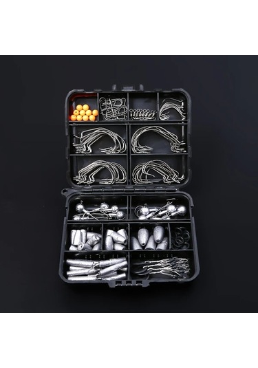 Fochsia Toudsplu 148 Parça Texas Balıkçılık Seti Kurşun Jig Oltaları Halka Ve Klipsli Tatlı Ve Tuzlu Su Balık Avı