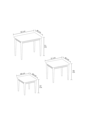 Elegance Beyaz Mdf Lake Boyalı Tabla Gürgen Ayaklı 3 Lü Zigon Sehpa Takımı Çay Sehpası Servis Sehpa Antrasit