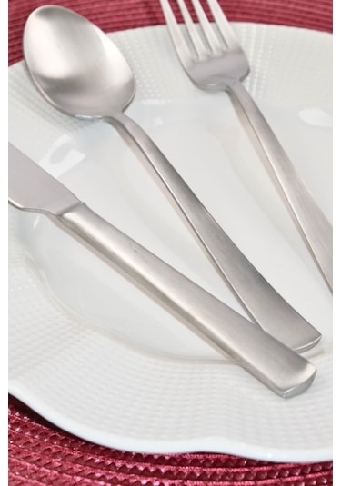 Lugga Nida Scotch Yemek Çatal Kaşık Bıçak Takımı 18 Parça Gümüş
