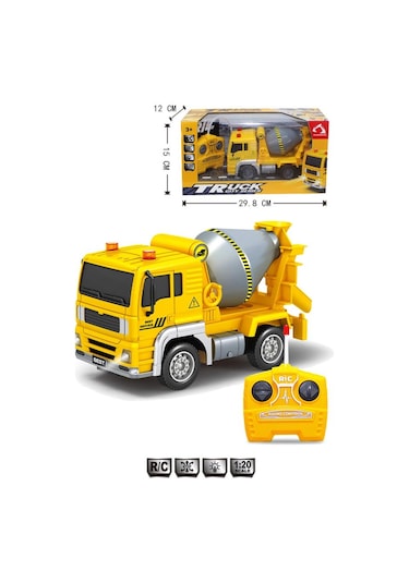Pilli Işıklı Sesli 1:20 Ölçek Kumandalı Eğitici Çocuk Oyuncak Rc Çimento Kamyonu
