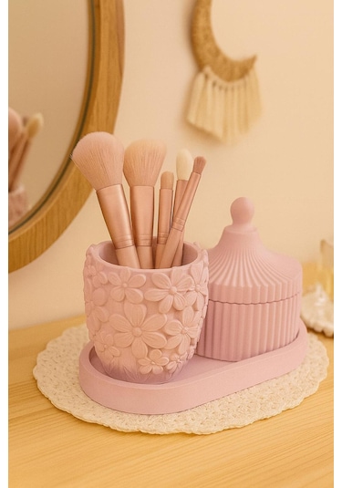 Çiçek Desenli Pembe 3 Lü Set