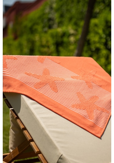 Menderes Home Cotton Collection Bukle Plaj Havlusu Yıldız Orange
