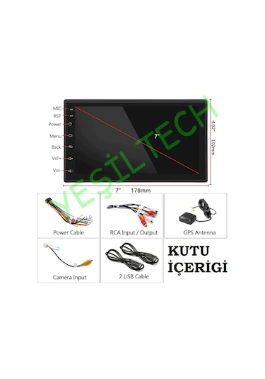 Exvol Android Multimedya +Carplayli Double 7 İnc Ips Ekran+Kamera Youtube