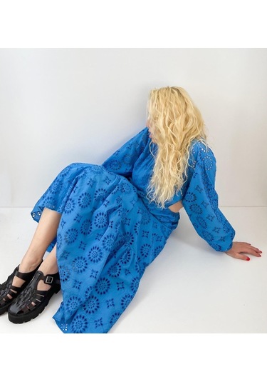 Modaonna Mavi Fisto Tasarım Elbise