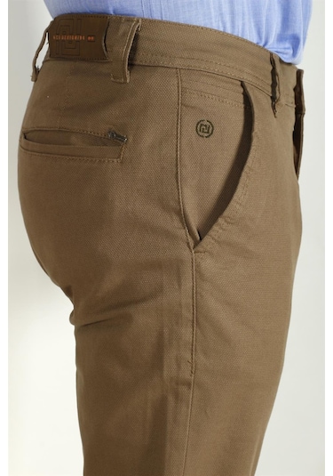 Erkek Camel Slim Fit Armürlü Chino Pantolon Ncs Jeans 2194-camel Camel
