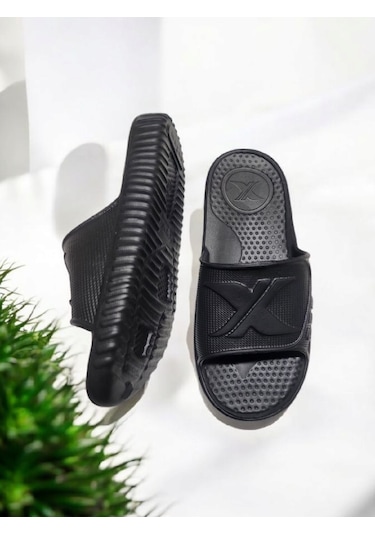 Erkek Eva Kaydırmaz Taban Islak Zemin X Plaj,deniz,havuz Terlik Siyah