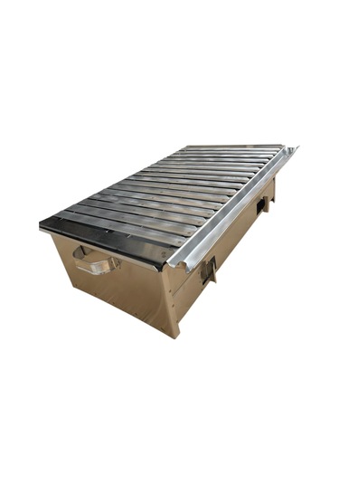 Paslanmaz Kömürlü Mangal 35 X 60 Cm Masaüstü Gri