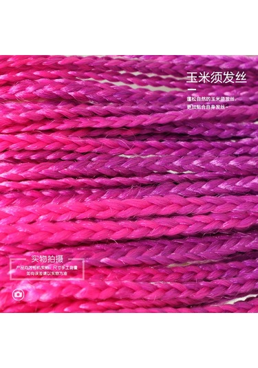 Peruk At Kuyruğu Renkli Örgü Yüksek Sıcaklık Fiber Büküm Örgü Degrade Renk Etnik Stil Üç Telli Örgü Dreadlocks At Kuyruğu