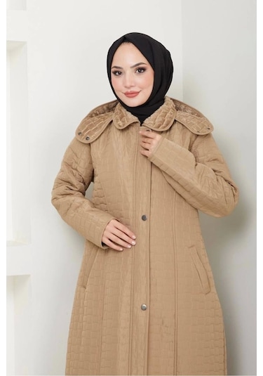 İçi Kürklü Tam Boy Kaban Mont - Bej / M0102 Bej