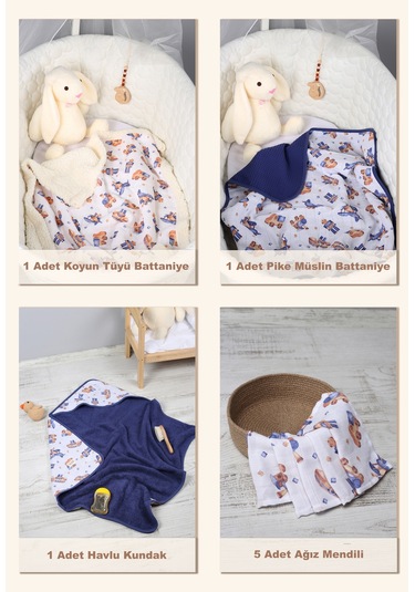 Luckka 29 Parça Müslin Bebek Bakım Çantası - Müslin Set - Ztçanta