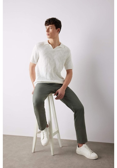 DeFacto Regular Fit Normal Kesim Yazlık Düz Paça Chino Kanvas Pantolon D7349AX25SPKH398