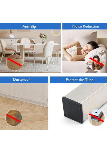 Geeksen 32 Adet Siyah Plastik Kare Boru Tıkanırcısı - Metal Boru, Masa Sandalye Ayaklarını Kaydırma Ve Korumak İçin - 2.5x2.5x1.4cm Siyah