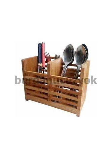 Bambu Kaşıklık Klasik Ahşaptan Hijyenik Çatal Kaşık Kabı Sepeti