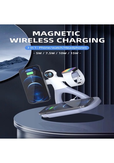 Shineyee Magsafe Spaceman Dual 15w Telefon Tutucu Manyetik Kablosuz Şarj Standı Hızlı Şarj İstasyonu 3'ü 1 Arada Diğer