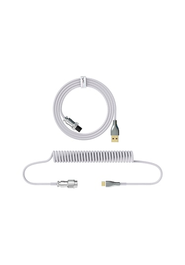 Lemestar Hxsj H-1 Mekanik Klavye İçin Genişletilebilir Usb-type-c Nilon Örgülü Veri Kablosu Beyaz