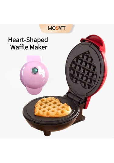 Mocatt Kalp Şeklinde Waffle Makinesi, Sandviç Makinesi, Pişirme, Fırın Tepsisi, Pink 1