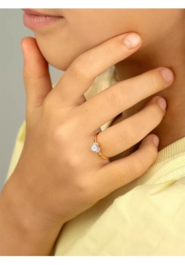 Veronika 925 Ayar Gümüş Altın Kaplama Kalp Nişan Yüzüğü 78494914 Altın