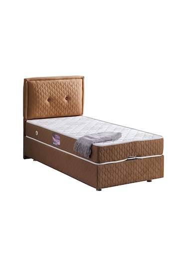 Setaymobilya Baza, Vectra Tek Kişilik Baza + Başlık + Deluxe Yatak, Kahve