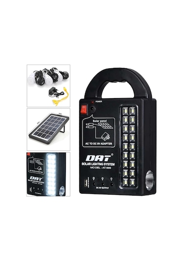 Solar Kamp Lambası Acil Durum Işığı Şarjlı Usb Everton Rt-999 Siyah