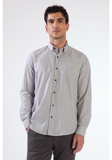 Siyah Çizgili Uzun Kol Regular Fit Erkek Gömlek Siyah