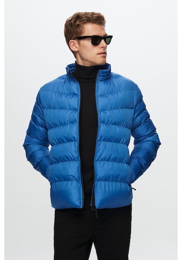 Ds Damat Slim Fit Mavi Rüzgar Geçirmez Elyaf Dolgulu Mont 1HF07ORT01940 Mavi