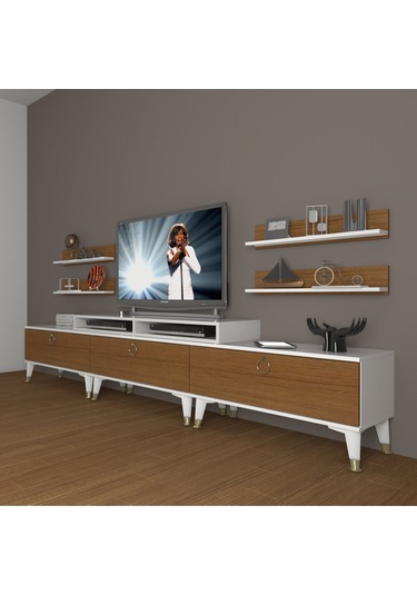 Decoraktiv Ekoflex 270r Mdf Gold Tv Ünitesi Tv Sehpası Beyaz - Ceviz