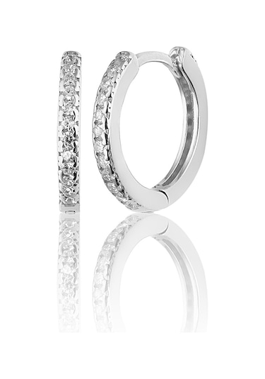 Zanaatsilver 925 Ayar Gümüş Rodyum Kaplama Halka Küpe 17  MM