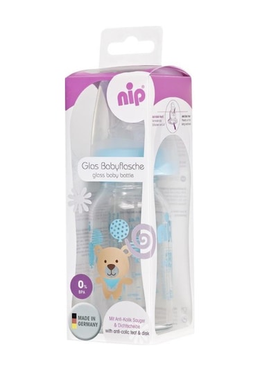 Nip Wide Neck Bottle 125 ML Antikolik Cam Biberon Erkek