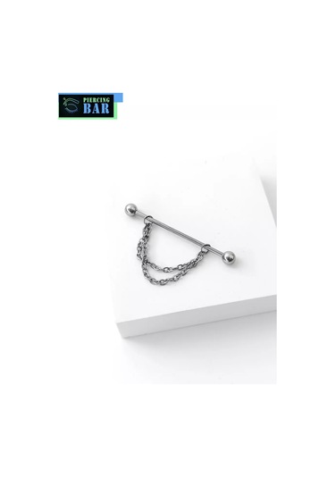 Pıercıng Bar İndüstriyel Zincirli Piercing Barı 235940702 Gri