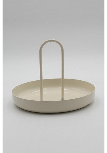 Kremrengi Metal Dekoratif Tabak & Kase, Anahtarlık, Makyaj Organizeri, Banyo Düzenleyici, Çerezlik Krem