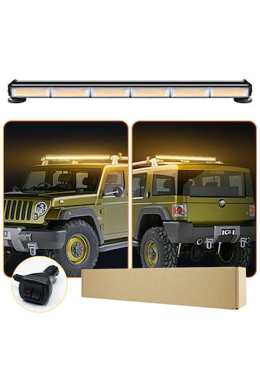 Çakarlı Tepe İkaz Lambası 90 Cm Mıknatıslı Turuncu 12 Mod 12-24 V