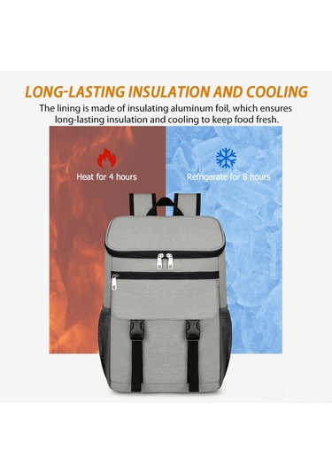 Ranyeek Termal Sırt Çantası - Soğuk/sıcak Saklama Özellikli Kamp & Piknik Çantası Gri - Turuncu